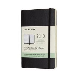 AGENDA MOLESKINE 2018 SETMANAL AMB PGINA DE LLIBRETA TAPA TOVA POCKET NEGRE (12020)