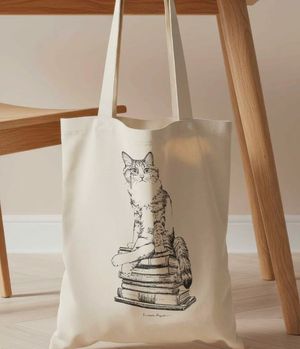 TOTE CAT ON BOOKS X LAURA AGUST